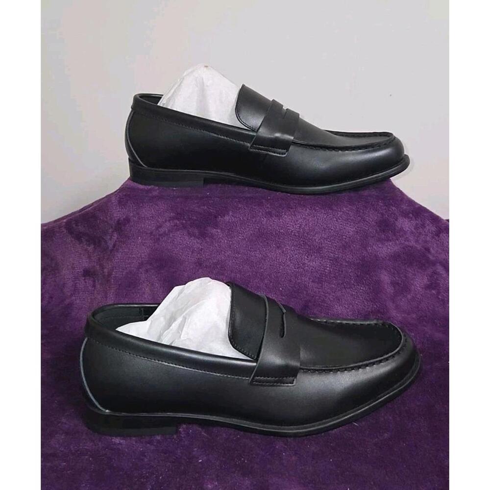CALVIN KLEIN Men's Crispo Penny Loafer Black Dress Shoes size 10.5 NIB